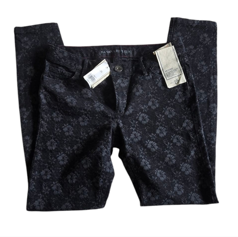 Banana Republic Black Floral Trousers